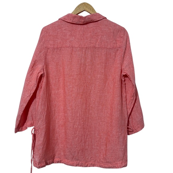Sigrid Olsen Linen Top Womens Size Med Ties on Side - Picture 2 of 6